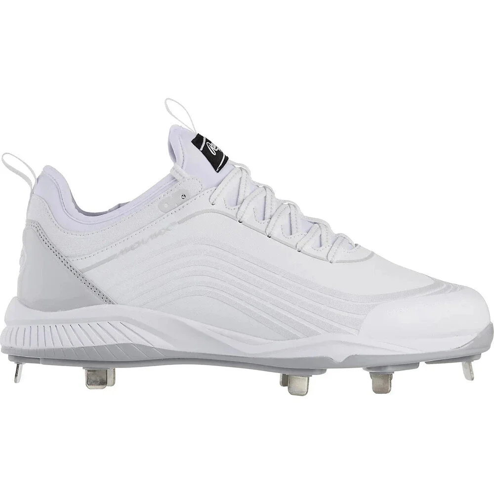 Rawlings Bullpen 174930 Men's White Gray Lace Up Metal Baseball Cleats UWU1055
